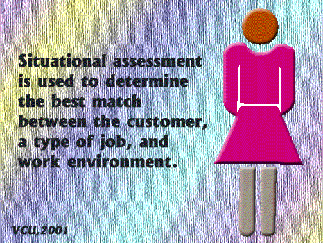 Situational assessment is used to determine the best match between the customer, a type of job, and work environment.
